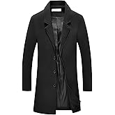 Lars Amadeus Men's Trench Coat Notch Lapel Single Breasted Classic Long Pea Coats Overcoat