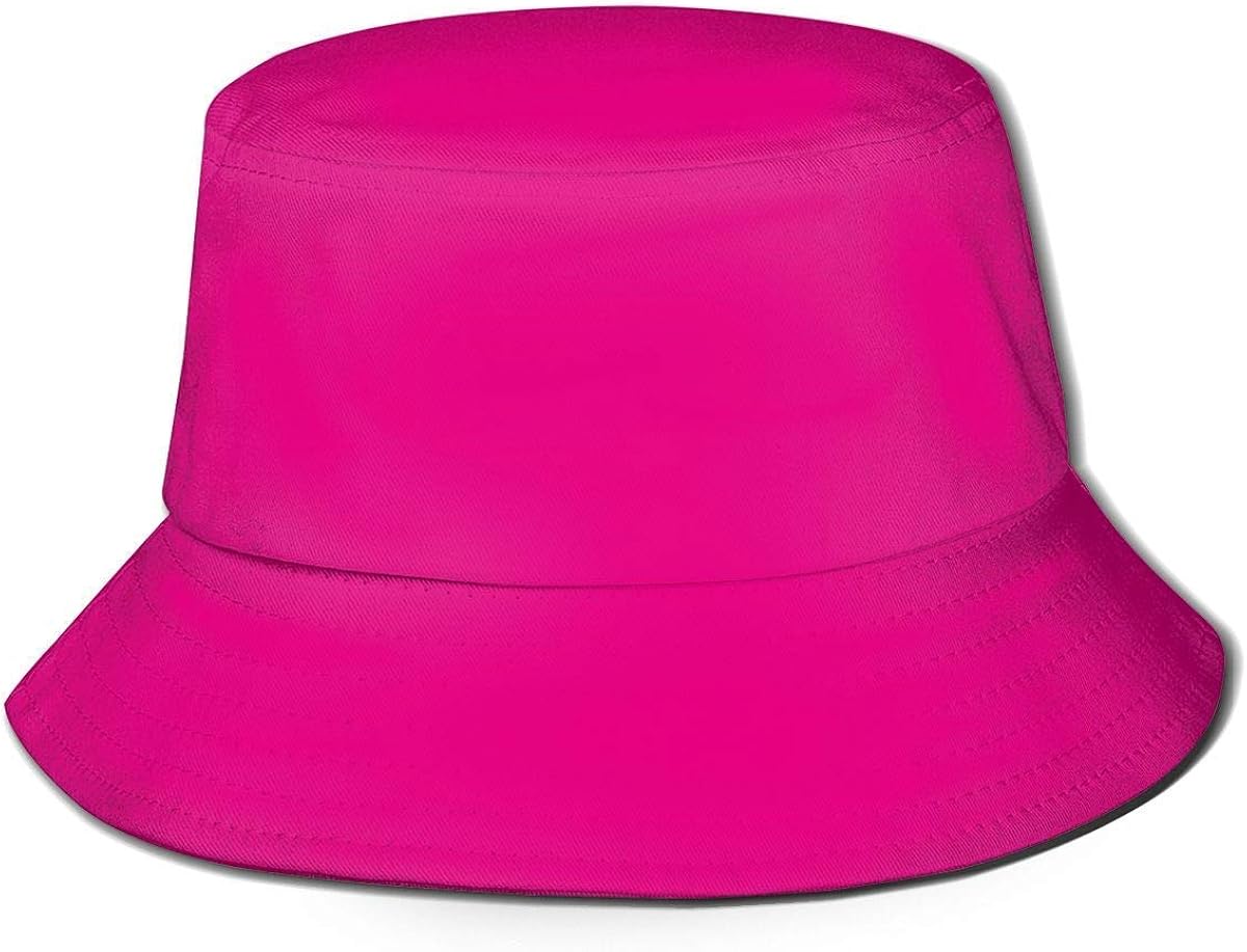 zhouyongz Hot Pink Solid Color Unisex Fashion Print Bucket Hat Summer