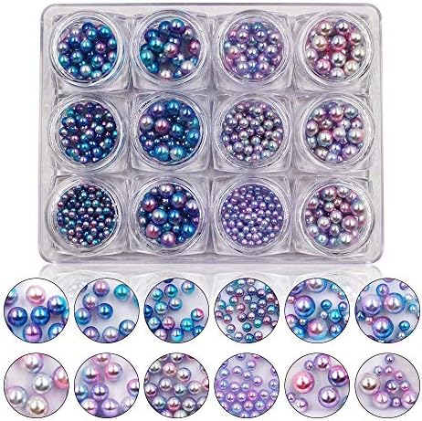 MEILINDS Pearl Beads Multicolor Different Sizes Gradient Nail Art DIY Pearl Jewelry Decoration (multicolour)