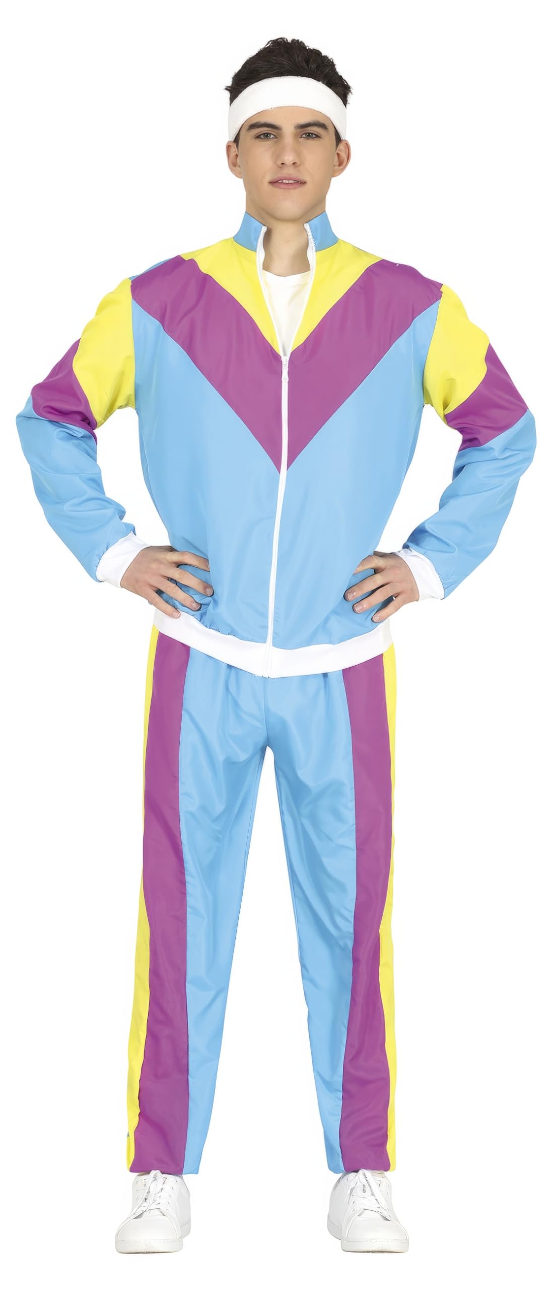 FIESTAS GUIRCA | Adult Male Gymnast Fancy Dress (16.5-44/L) - Jacket and Trousers - 80s Sports Costumes for Parties and Events - Ideal for Celebrations and Carnival - Blue and Purple