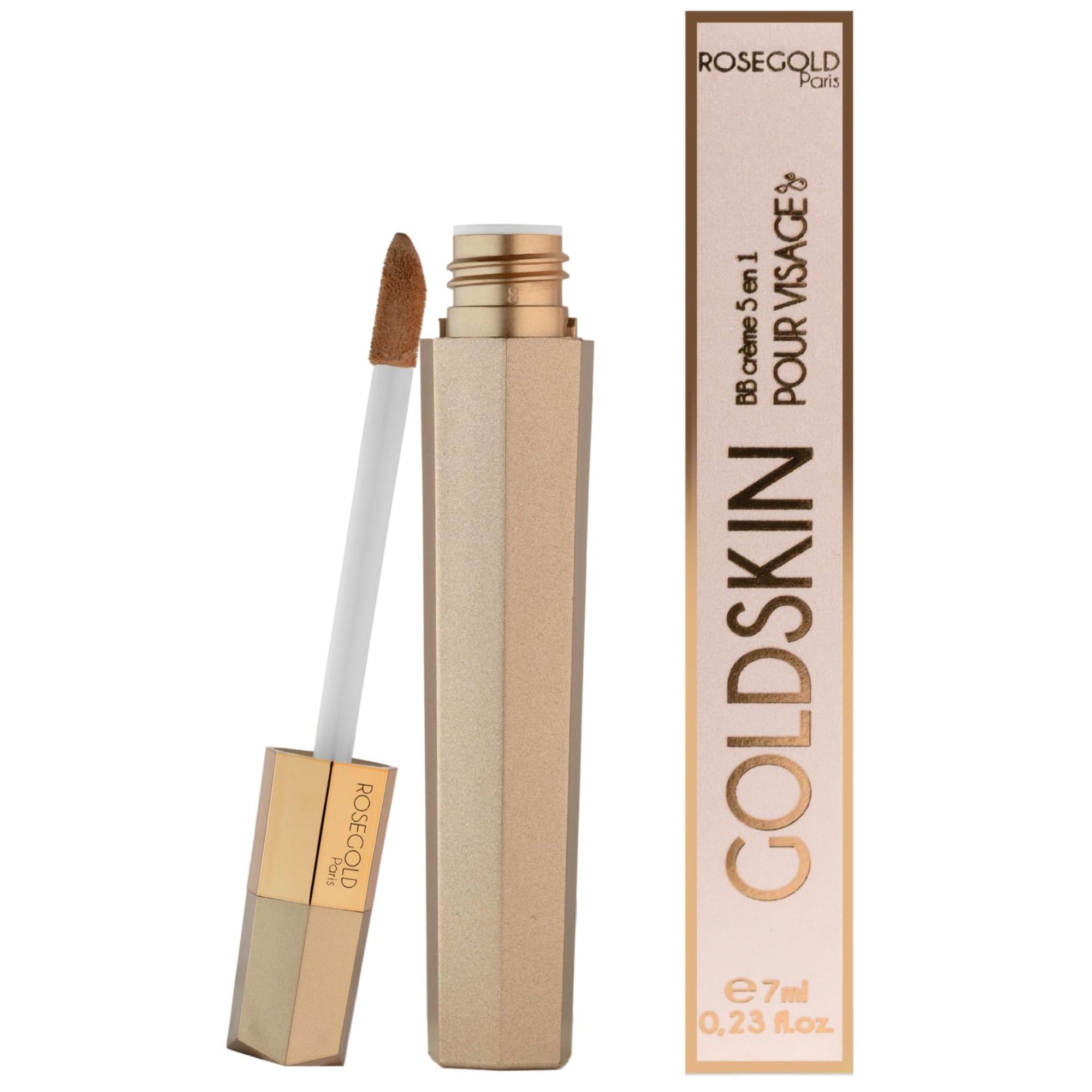 Rosegold Goldskin 5-in-1 BB Cream with Hyaluronic Acid Unifies Hydrates Plumps Fresh and Revitalized Skin - 98% Natural - Made in France - Hormone Free Fragrance Free - Vegan