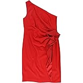 Ralph Lauren Womens Ruffle One Shoulder Dress, Red, 12
