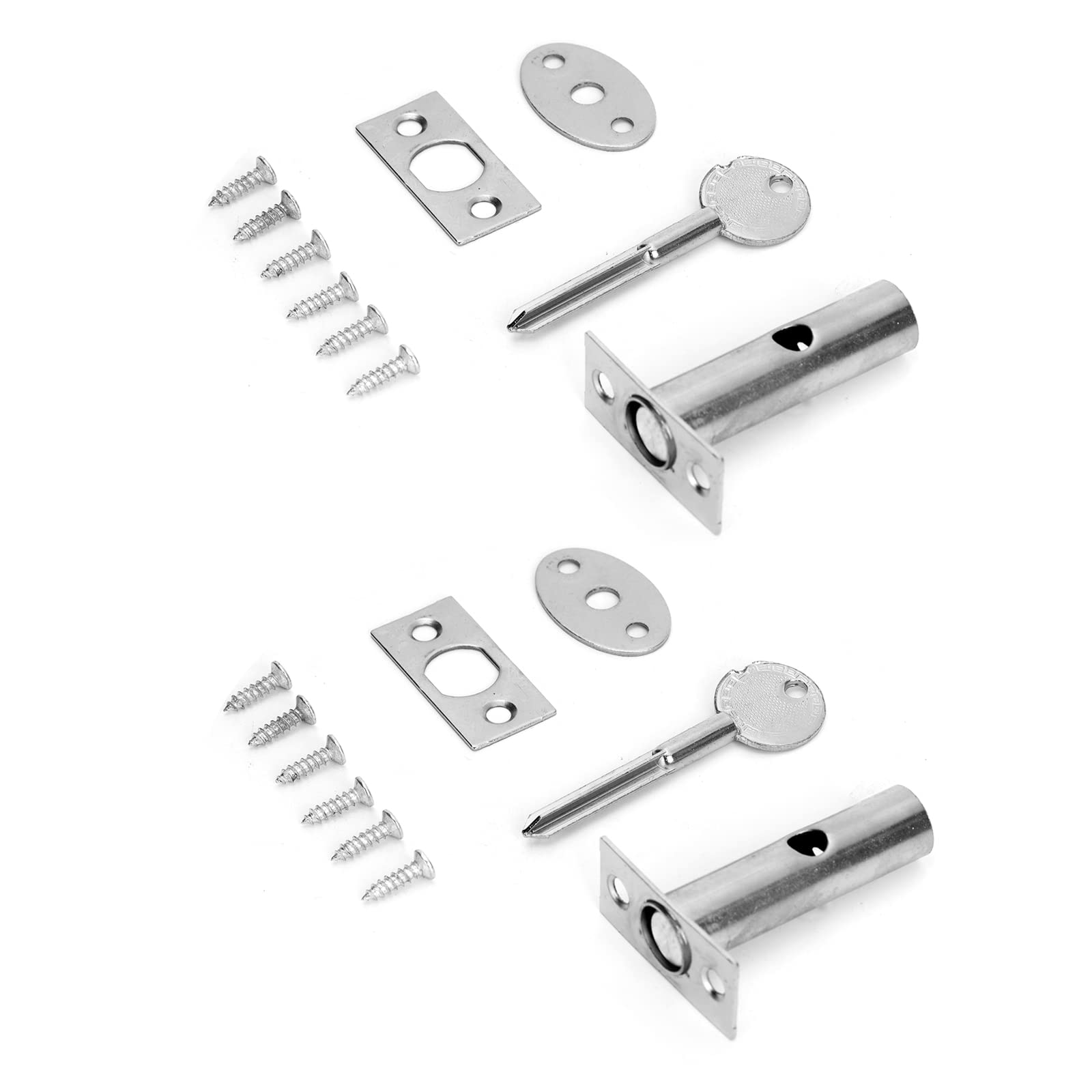 Ruimou 2 Set Hidden Manager Tubewell Key Mortise Lock Stainless Steel with Key and Screw for Fire Doors, Office, Home, Shop