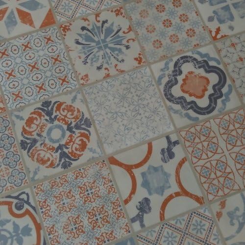 TARKETT Starfloor Click 100% Waterproof Vinyl Tiles Retro Orange Blue Victorian Tile Flooring Bathroom Kitchen Shower DIY Drop Lock Floor 1.675m2