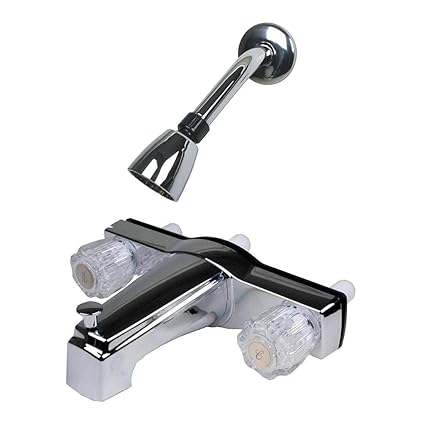 H H New Chrome Rv Mobile Home 8 Tub Shower Faucet Clear Handles