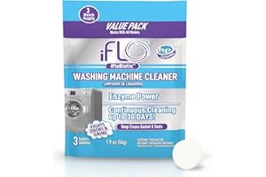 iFLO Washing Machine Cleaner Tablets – Powerful Washer Machine Cleaning and Deodorizer Tablets for Front Load, Top Load, and 