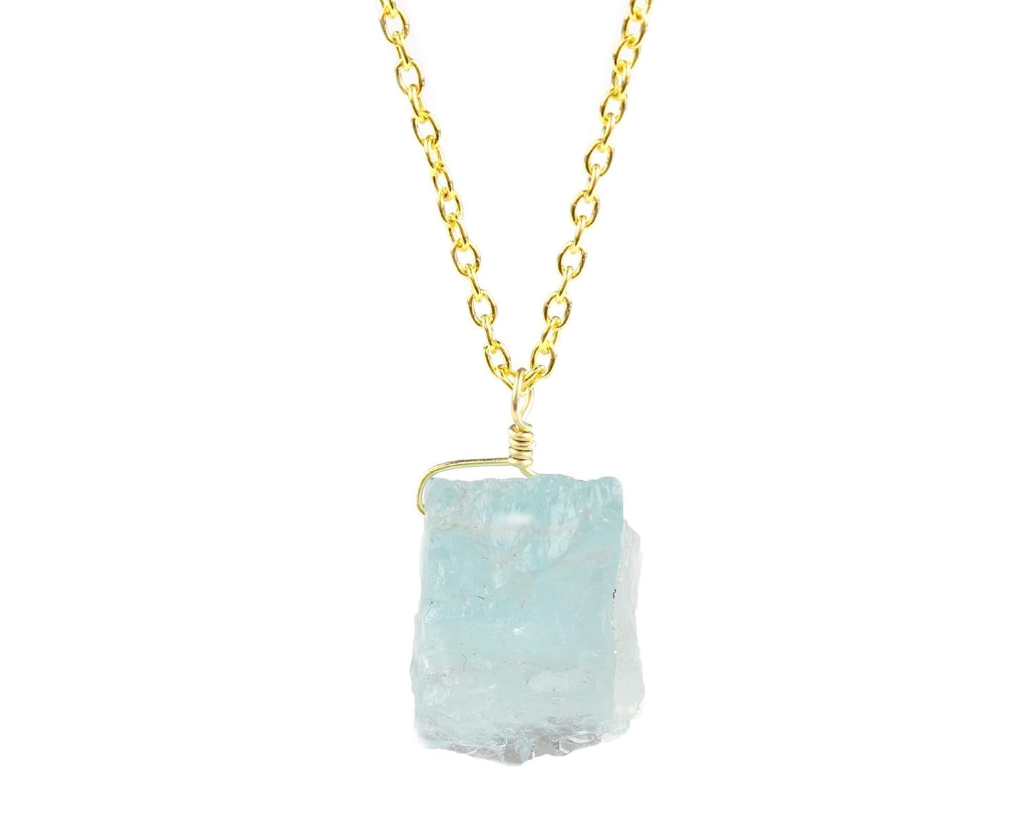 Raw Aquamarine Pendant Necklace In 14k Gold Filled 925 Sterling Silver Chain 18 March Birthstone Handmade Crystal Women Dainty Jewelry Dbz Co Zm