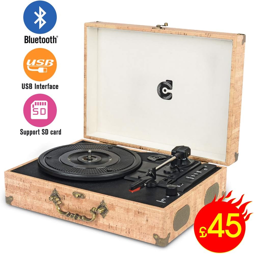Wockoder Portable Turntable Vinyl Record player with Amazon.co.uk