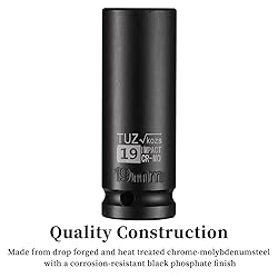 TUZkozs 1/2-Inch Drive 19mm Deep Impact Socket with