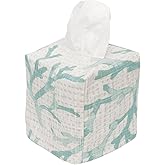 Fabric Tissue Box Cover, Tissue Holder Slipcover Slips Over Cardboard Tissue Box, Bedroom Décor Ideas Bathroom Accessories Coastal Décor Light Blue
