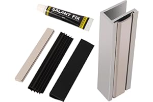 dakewang 3" Shower Door Magnet U-Channel Door Frame with Metal Strike and Magnet fits 1/8", 5/32", 3/16" and 1/4" Thick Swing Glass Shower Doors, Shower Door Handles Replacement.