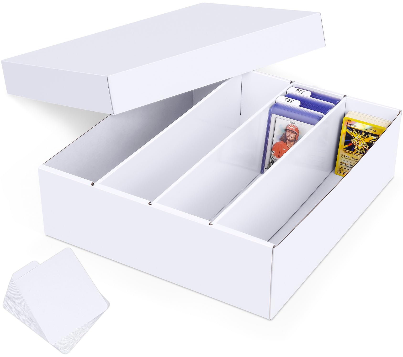 Leyzan Trading Card Storage Box, 3200 Count Cardboard Storage Box with Divider for Sports, Tcg, Mtg Card(1 Pack)