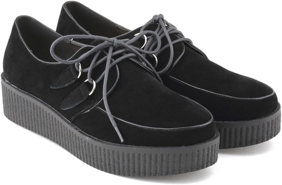 Ashlen Ladies Double Platform Creeper Goth Punk Platform Lace Up Shoes Flat Size