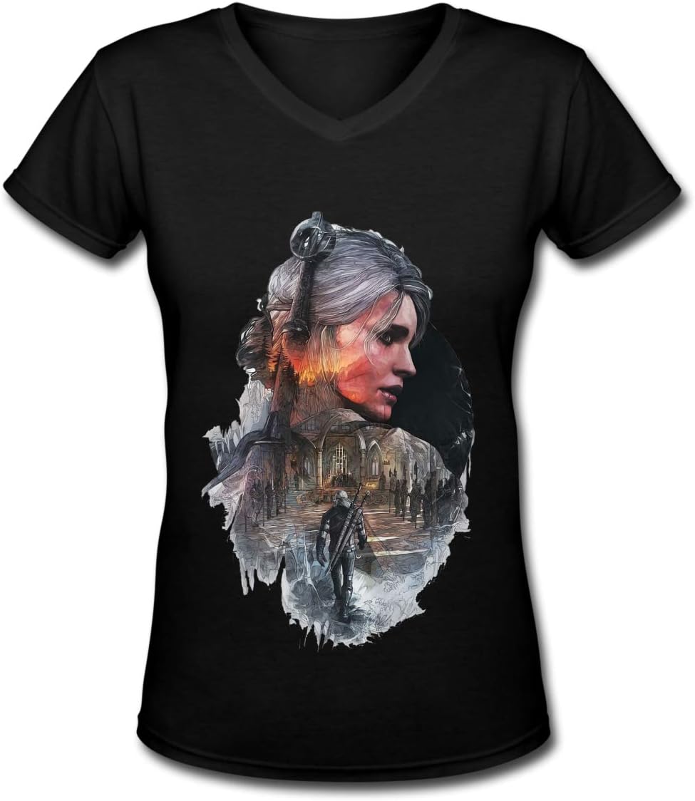 MountGet The Witcher Women's V-Neck Short-Sleeved T-Shirt Black