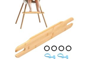 Bamboo High Chair Footrest, 19.7 x 3.7 x 0.5 In Adjustable Height Natural Bamboo Wooden Foot Rest With Rubber Ring and Fixing