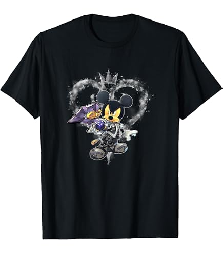 Amazon.com: Disney Kingdom Hearts King Mickey Black Coat T-Shirt T