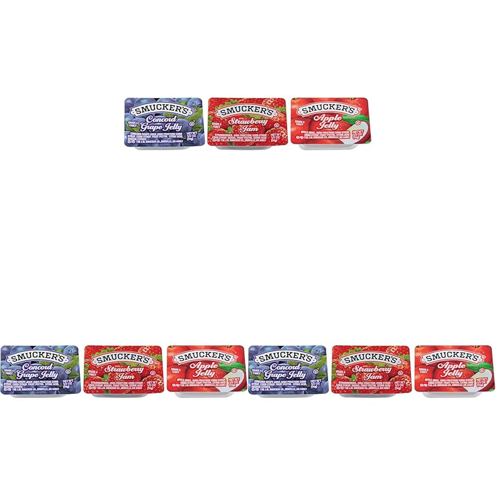 Smucker's Grape Jelly, Apple & Mixed Fruit, 0.5 Ounce (Pack of 600) Image