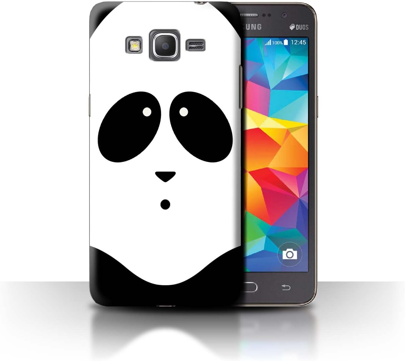 Phone Case for Samsung Galaxy Grand Prime Cartoon Animal Faces Panda Design Transparent Clear Ultra Slim Thin Hard Back Cover