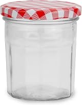 Maison & White Glass Jam Jars Set of 12 Wide Mouth 324ml Red Lids view 4