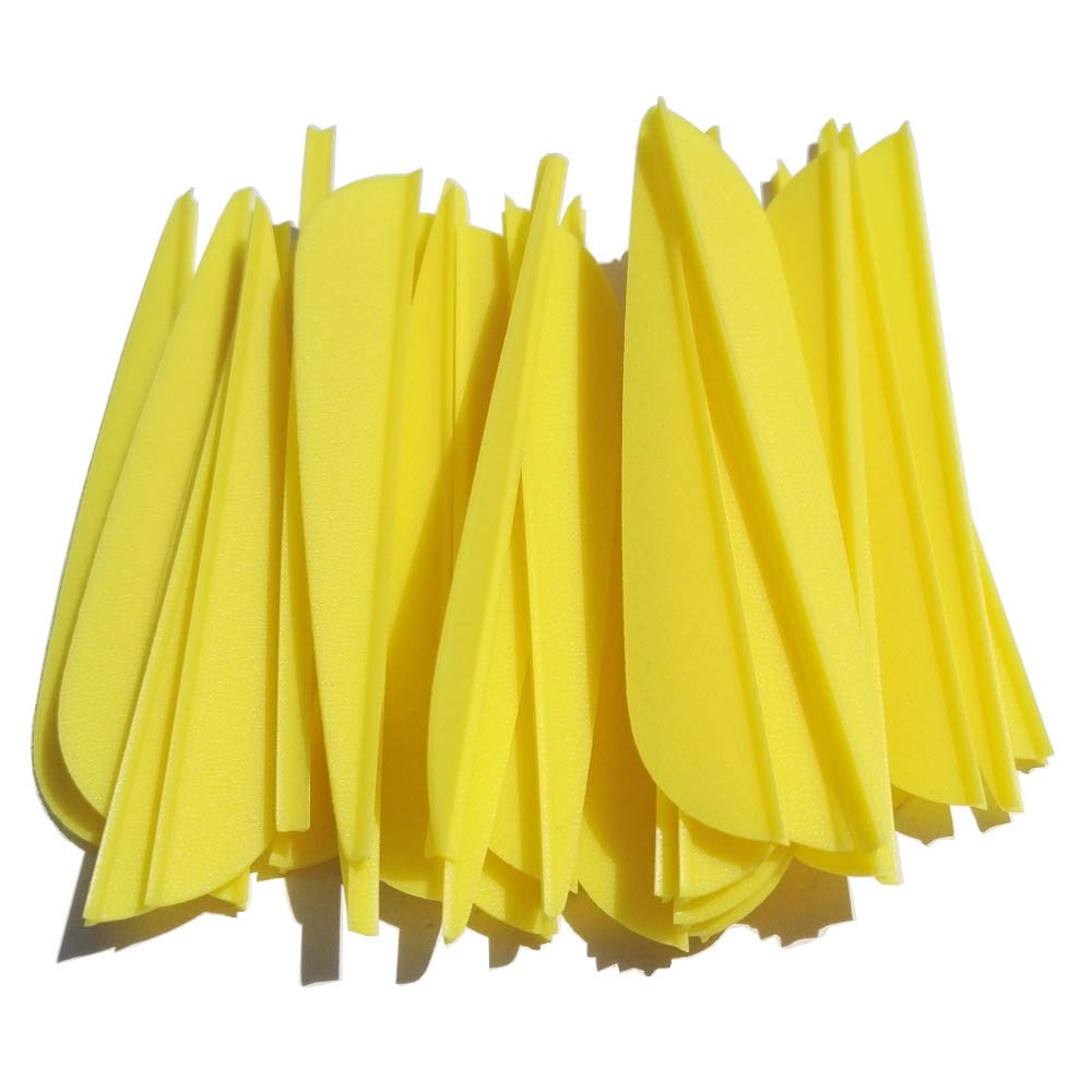 ZSHJG Hunting Arrow Plastic Feathers 3 Inches Fletching Plastic Vanes For DIY Arrows 100Pcs (Yellow)