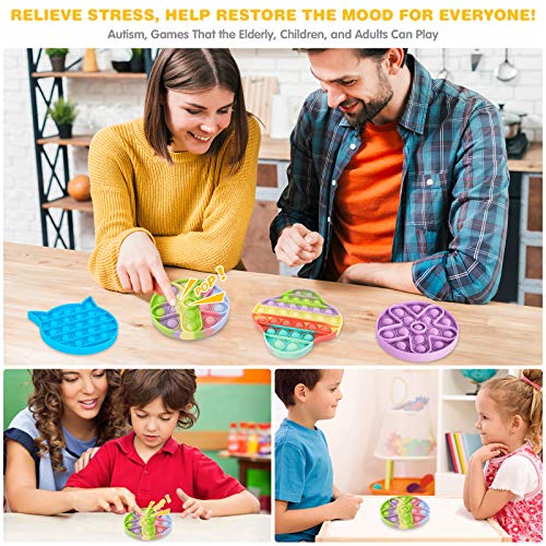 kytuwy Pop Fidget Toy Push Bubble Fidget Sensory Toy Stress Reliever Silicone Toy Autism Special Needs Fidgets for Kids Novelty Gifts for Kids and Adults Multicolor 2 Pack