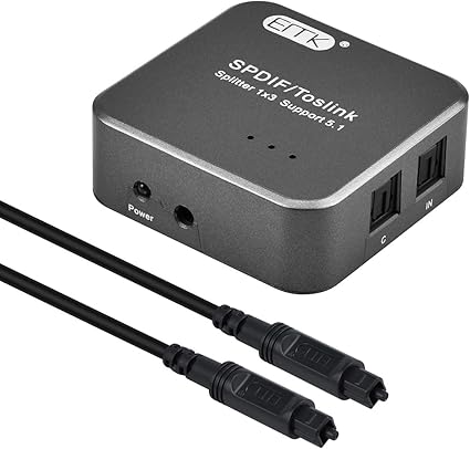 Amazon Emk 1x3 S Pdif Toslink デジタル光オーディオスプリッター 1x3 S Pdifトスリンクスプリッター 光学 オーディオケーブル付き ホームシアター サウンドバー テレビ Ps4 Blu Ray Xbox 1x3 S Pdif トスリンクスプリッター Emk Avアクセサリ