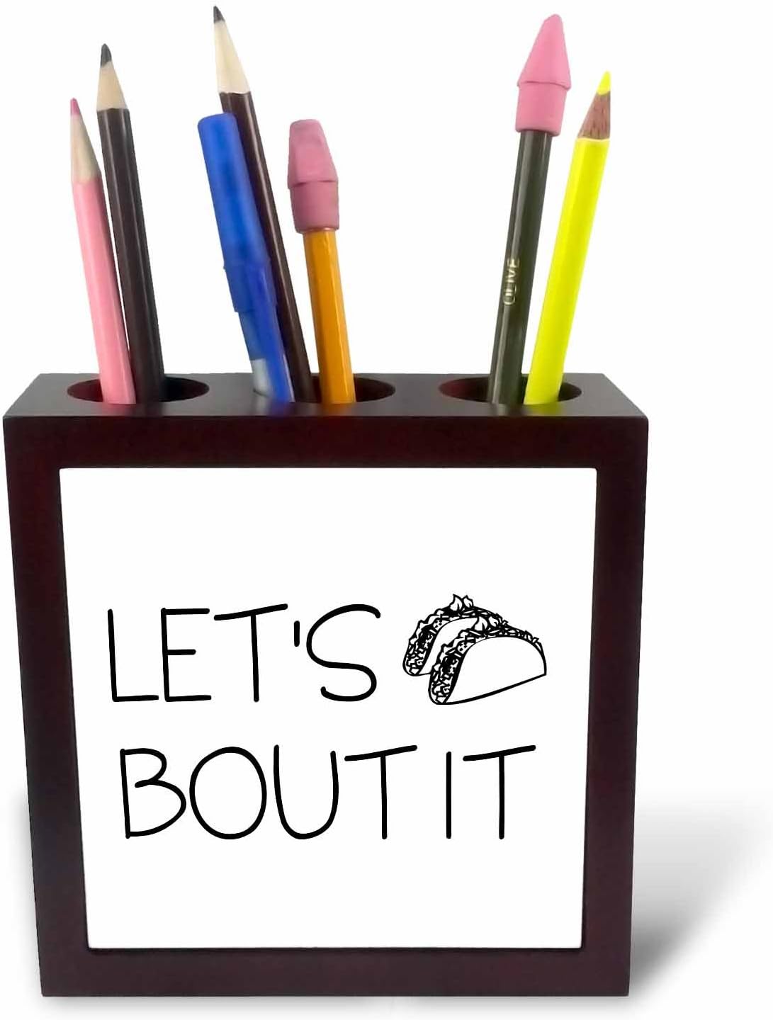 3dRose ph_235321_1 5-Inch "Lets Taco Bout It" Tile Pen Holder