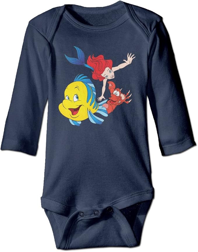 Ariel The Little Mermaid Bodysuit Cotton Long Sleeve Onesie