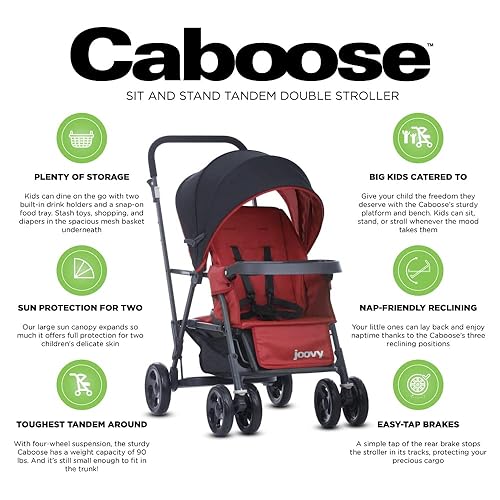 Joovy Caboose Sit and Stand Double Stroller with Rear Bench and