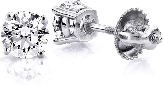 Femme Luxe 1.00 Carat Lab Grown Diamond Stud Earrings, 14K White Gold, Screw Back, Gift-able Jewelry