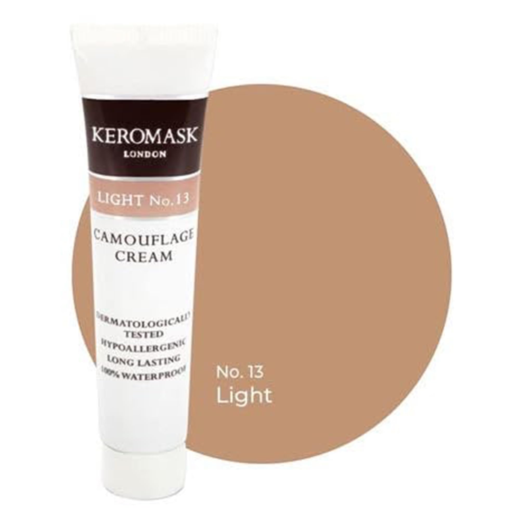Keromask Full Coverage Hypoallergenic Concealer Shade LIGHT No 13 to Camouflage Vitiligo, Tattoos, Redness and Rosacea, Waterproof and Suitable for All Skin Types 1 x 15ml — image 1