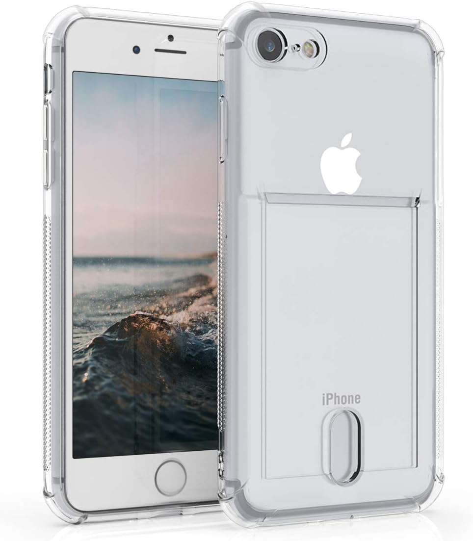 kwmobile Crystal TPU Case Compatible with Apple iPhone 7/8 / SE (2020) - Protective Phone Case with ID Card Slot Holder - Transparent