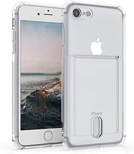 kwmobile Crystal TPU Case Compatible with Apple iPhone 7/8 / SE (2020) - Protective Phone Case with ID Card Slot Holder - Transparent