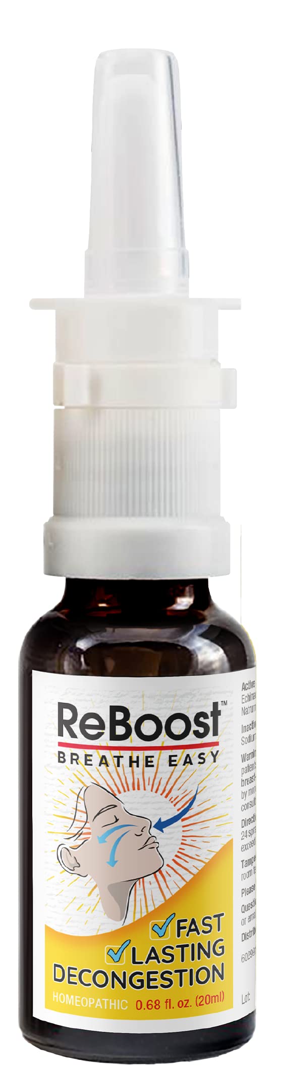 ReBoost Breathe Easy Decongestion Nasal Spray Fast-Acting Cold & Flu Symptom Relief Natural Homeopathic Ingredients Help Calm Congestion, Headache & Sinus Pressure - 0.68 oz