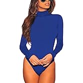 ANCAPELION Women’s Long Sleeve Turtleneck Sexy Stretchy Bodysuit Basic Bodycon Leotard Top