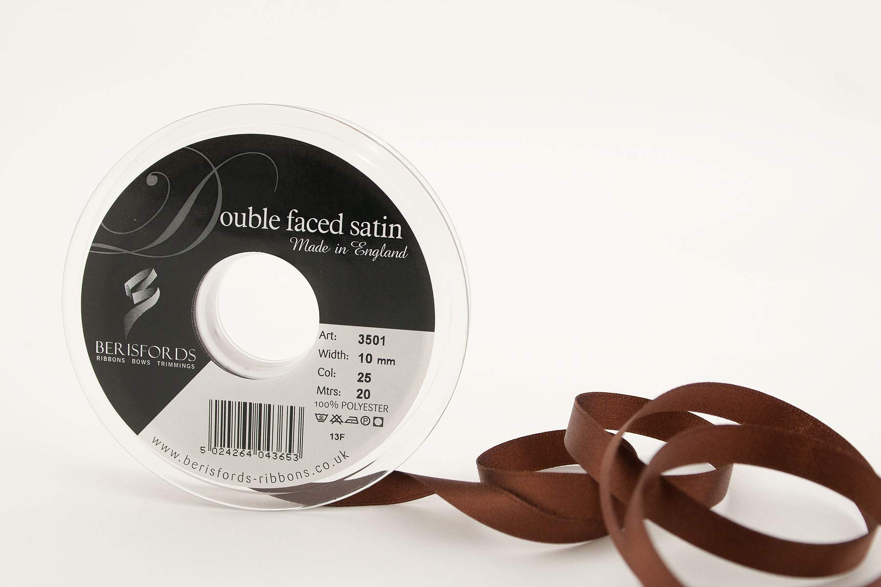 Berisfords Ribbon, Dark Brown, 10 mm โ image 1