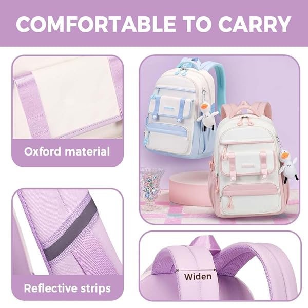 MININAI WOMENS GIRLS BACKPACK FOR SCHOOL CUTE AESTHETIC LARGE LAPTOP BACKPACK KAWAII PREPPY TEEN KIDS BOOKBAG TRAVEL DAYPACK (PURPLE,L)