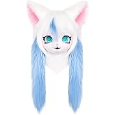 ZFKJERS Cosplay Fursuit Headgear Animal Head Cat Mask Halloween Masquerade Adults Costume Accessories Set