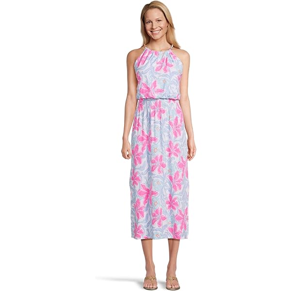 fitted lace wedding dress Lilly Pulitzer Women's Malone Maxi Dress, Las Olas Aqua Strong Current Sea  at Amazon Women's Clothing store