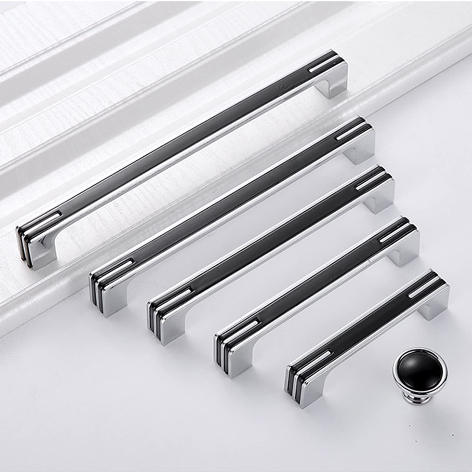 Guolich 2 Pcs Hole Centers 8.81 Inch(224mm) Kitchen Drawer Handle Door Cabinet Pulls Stainless Steel Handle Modern Brushed Brass Hardware for Wardrobe Bathroom Dresser (Black)