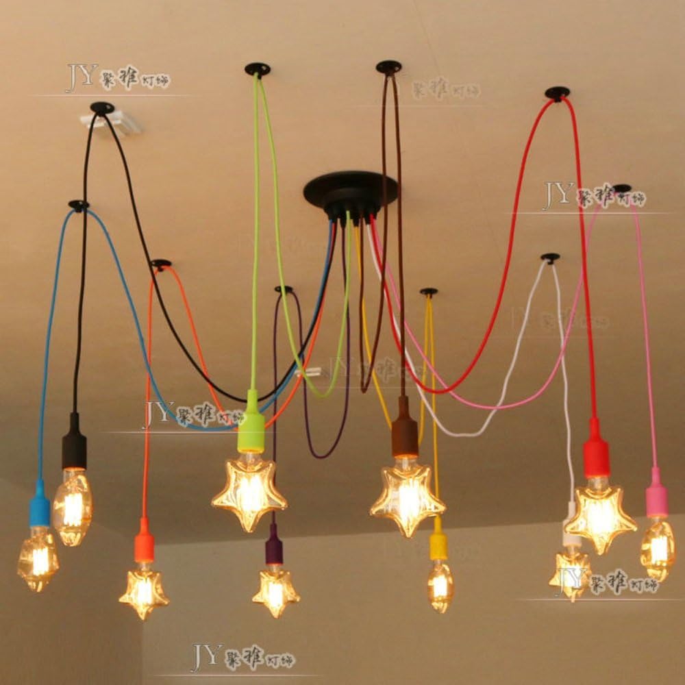 Lamdari Loft Spider American Ten Heads Pendant Light Pendant Lamp Industrial Creativity Goddess Scattered Flower Colored Chandelier Vintage Romantic Coffee Restaurant Bar Living Room Cobweb Ceiling Li