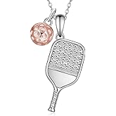 Zunxinsan Pickleball Necklace 925 Sterling Silver Pickleball Gifts Sports Jewelry Gifts for Women