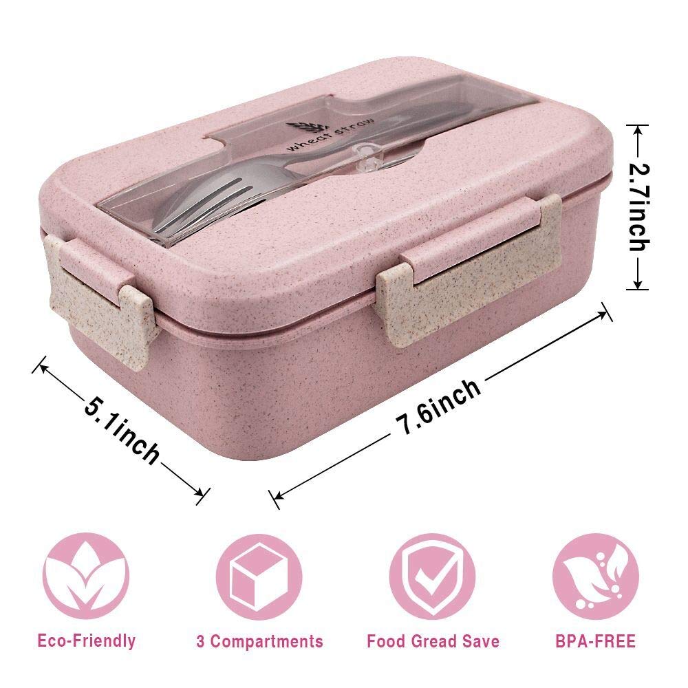 Bento Box for Kids, Leakproof Lunch Box with 3 Compartments, Lunch container safe for kids