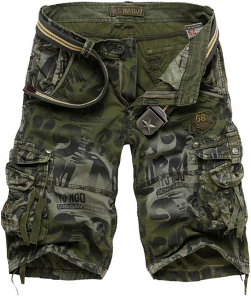 HaDlin Mens Cotton Cargo Shorts with Multi Pockets Big & Tall Loose Fit Camo Military Pants