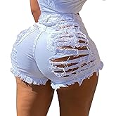 GOBLES Women's Sexy Summer Mid Waist Ripped Jean Shorts Frayed Hem Denim Shorts