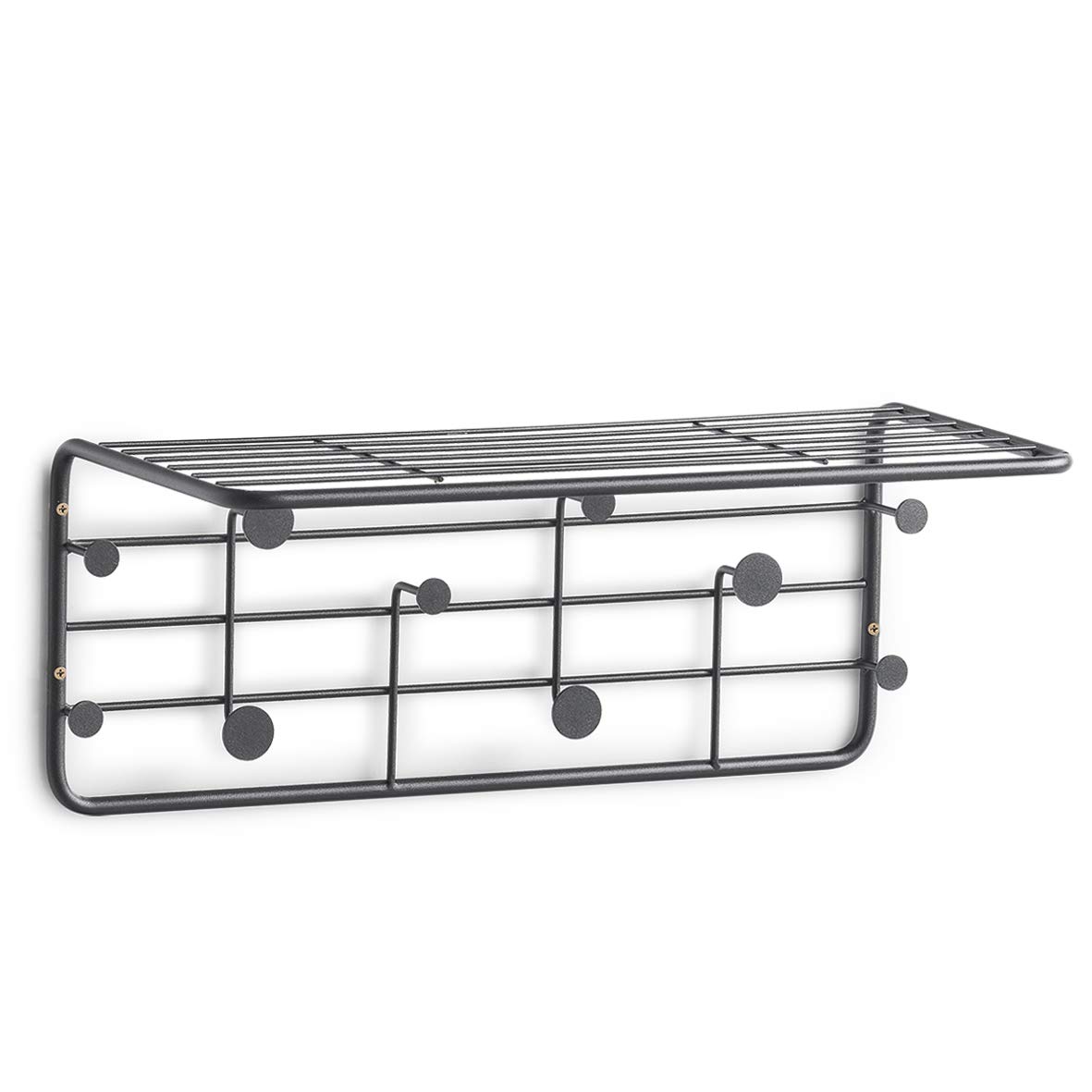 Zeller 17011 Wall-Mounted Coat Rack, Metal, Black, Approx. 51.4 x 24 x 21 cm