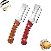 2PCS Multi-Functional Vegetable Peeler for Kitchen, 3 in 1 Stainless Steel Blade with Wooden Handle and Bottle Opener, Kitchen Gadgets Tool for Fruit Peeling Potato Carrot Veggie Peeler (A)
