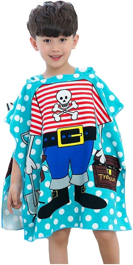 Oban Soft and Breathable Beach Towels Hooded Children's Bath Towel Cartoon Print (Pirates)