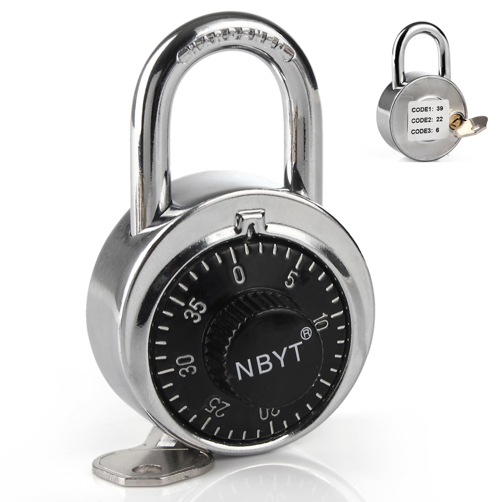 NBYT Combination Padlocks - Dial Locks for School Lockers and Gym Lockers with Key - Combo Locks, Code Locks and Padlocks with Combination Locks for Lockers - Padlock for Locker, Gym, and School