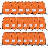 CODOBON 20 Pcs Drawstring Bags,Bulk Draw String Backpack, DIY Gym Sports Cinch Bag Sackpack for Women Men, Orange